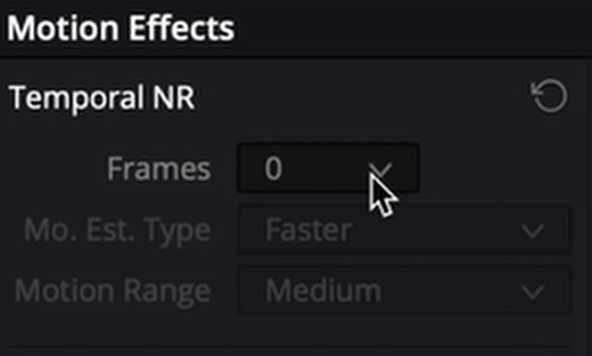 Temporal Noise Reduction in DaVinci Resolve 17